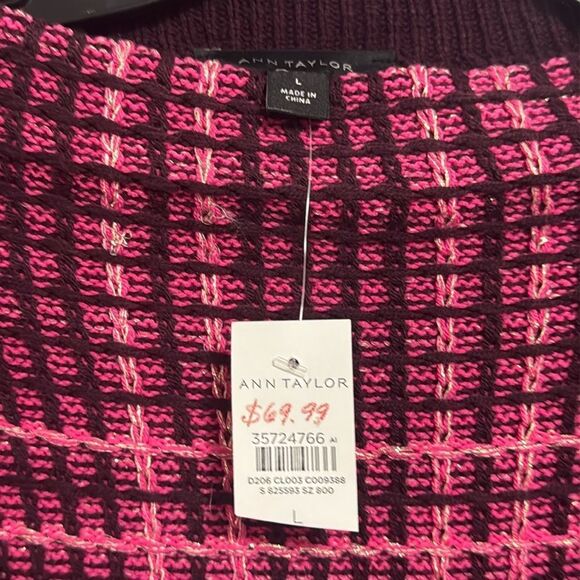 Ann Taylor Women’s Shimmer Plaid Mock Neck Sweater - Picture 6 of 6
